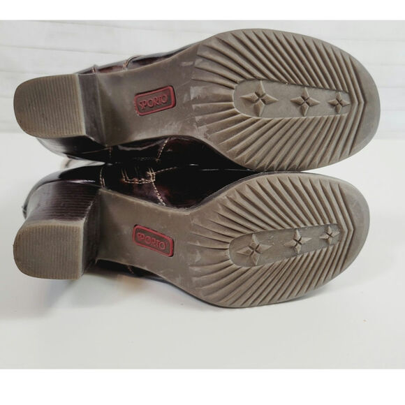 SPORTO CANDICE SHERPA LINED HEELED FAUX LEATHER BROWN BOOTS, SZ 7 - Picture 10 of 16